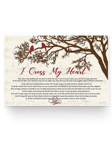 iWow Poster Gifts I Cross My Heart A Love As True As Mine Cute Bird Sitting On Branch George Strait Family Friend Gift, Wedding, Anniversary, Awesome Birthday Perfect Happy Birthday Decor Bedroom